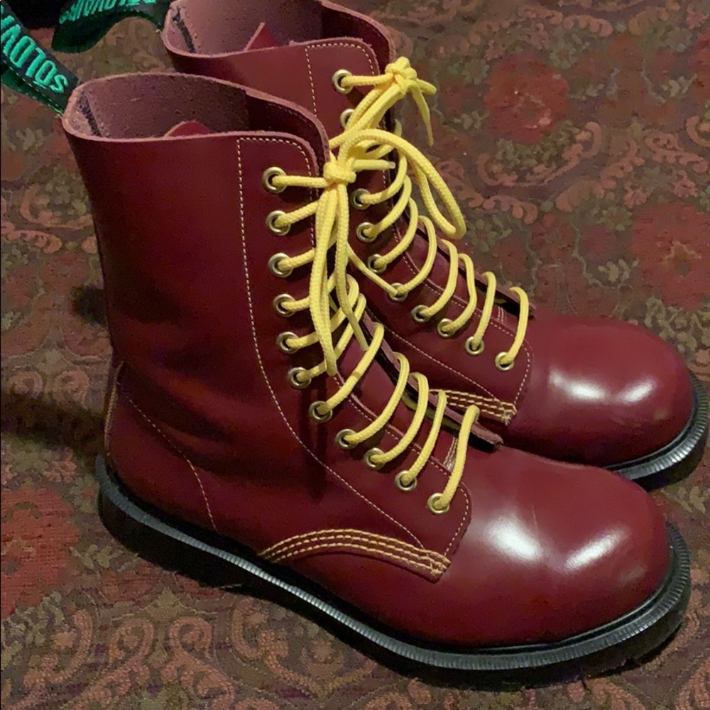 Solovair MIE steel-toe cherry red boots RARE